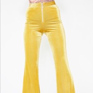 Velvet Yellow Zip Up Flares 💛